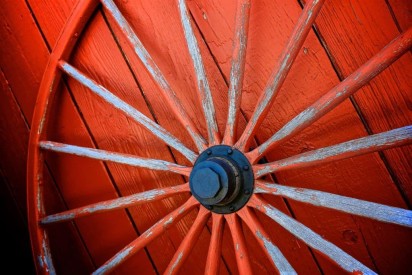 Red Wheel: wheel, wood, red, poster