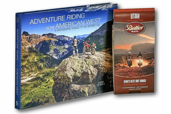 Bundle motorcycle photobook adventure riding in the american west Colorado cover and Butler maps adventure series